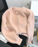 Crew Neck Single-Breasted Knit Sweater