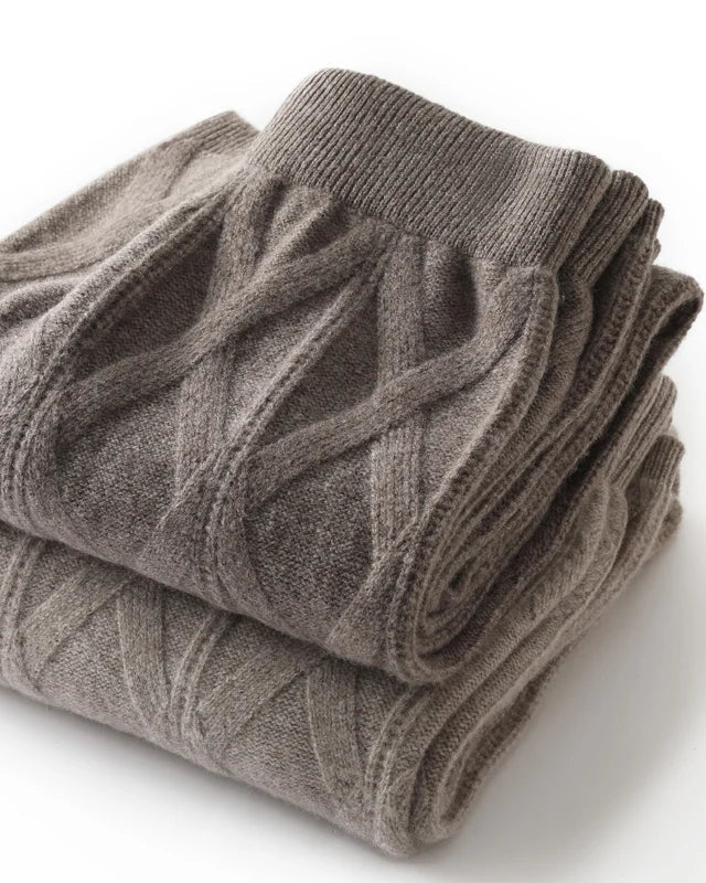 Merino Wool Jacquard Wide-Leg Trousers