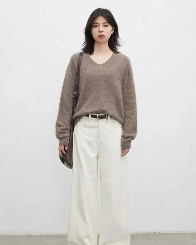 Wool Cashmere V-Neck Pullover