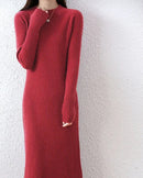 Ribbed Merino Wool Midi Dress