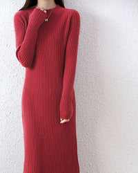 Ribbed Merino Wool Midi Dress