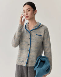 Gray Hooded Knit Sweater - 61% Wool 15% Alpaca Blend with Fancy Slub Yarn & Roomy Hood for Winter