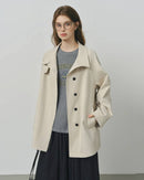 Short Stand Collar Windbreaker Trench Jacket