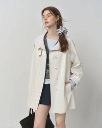 Short Stand Collar Windbreaker Trench Jacket