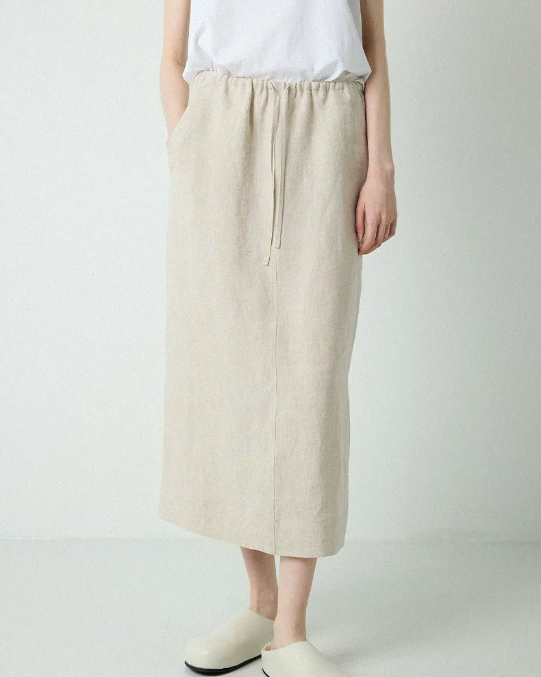 Simple And Casual Straight-Cut Slit Midi Skirt