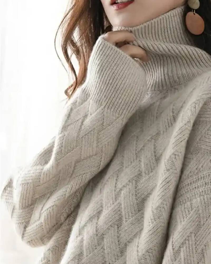 Slouchy Turtleneck Wool Sweater