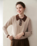 Women's cashmere polo collar sweater - ultra-soft skin-friendly fabric, lightweight warm knit for elegant autumn/winter daily wear