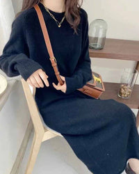 Straight Length Wool Maxi Dress