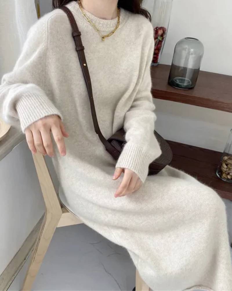 Straight Length Wool Maxi Dress