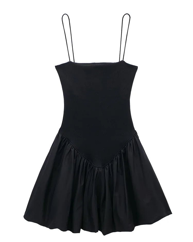 Stylish Pleated Patchwork Backless Mini Dress