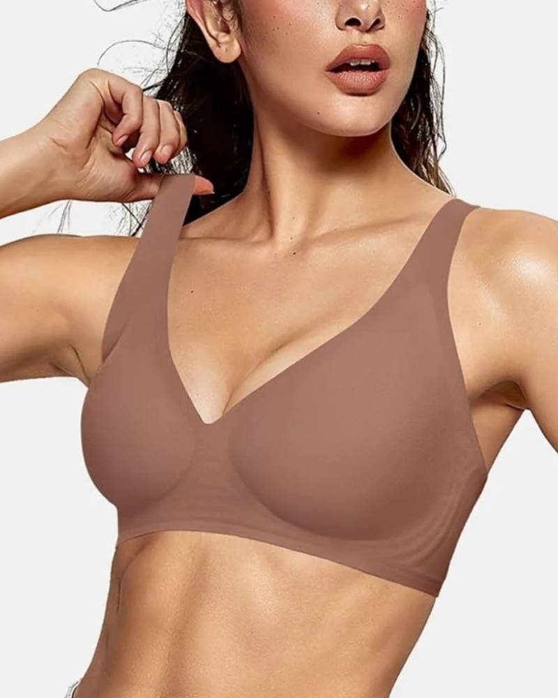 V-neck seamless rimless bra
