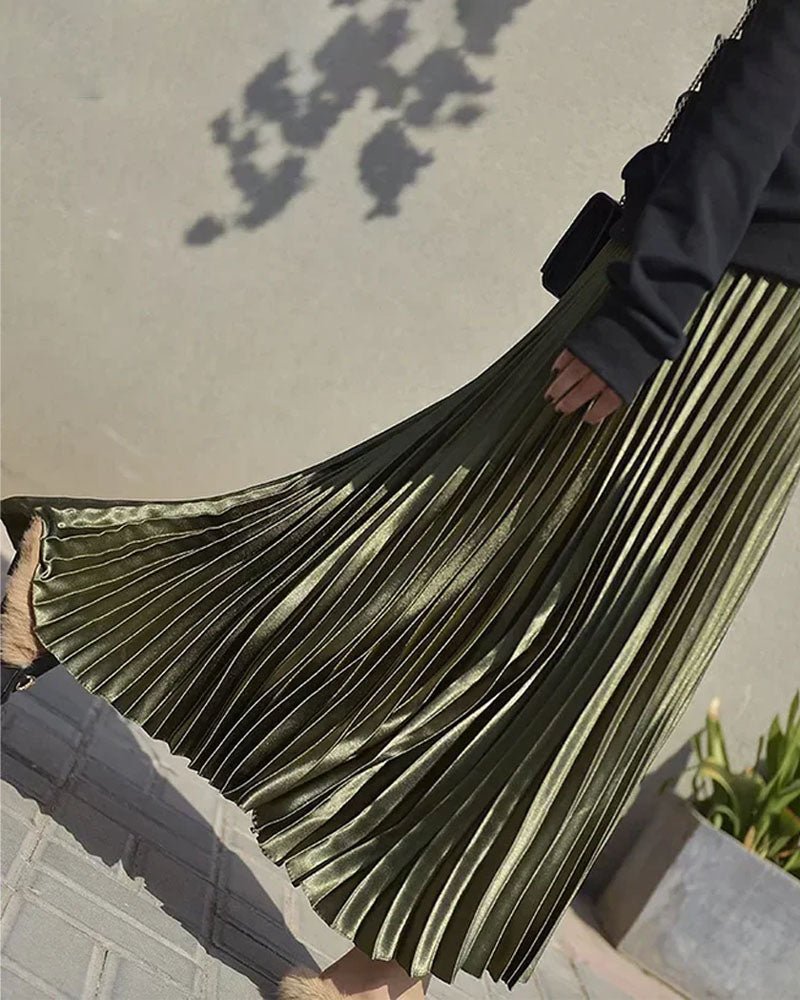 Velvet High Waist Pleated Skirt