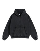 Distressed Washed Batik Retro Zipper Hoodies