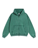 Distressed Washed Batik Retro Zipper Hoodies