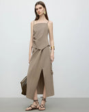 Women's fashion co-ords set including a suspender top and an (irregular) skirt, perfect for a chic, casual ensemble for daily wear or weekend outings.