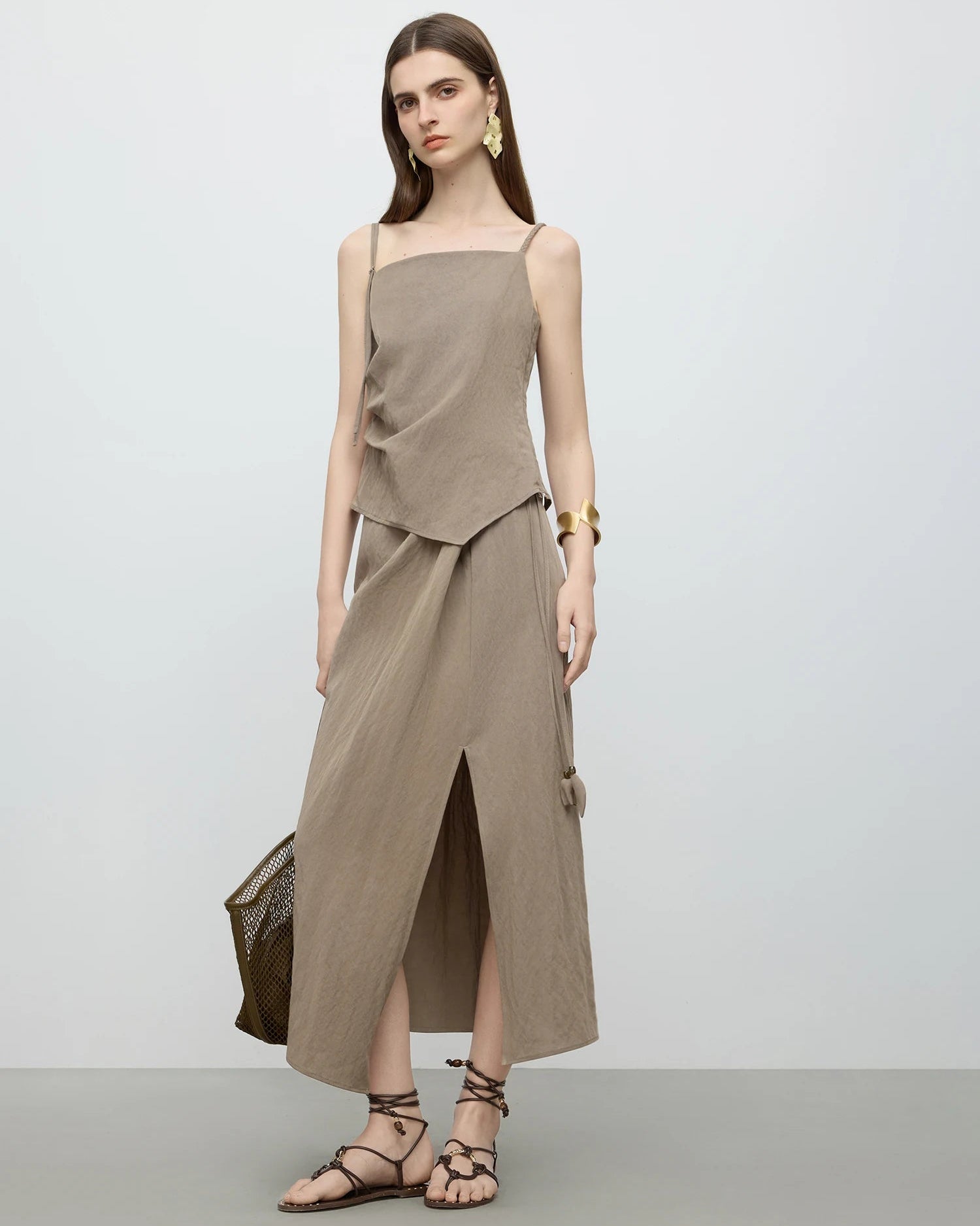 Women Irregular Suspender Tops Skirt Sets