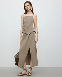 Women's fashion co-ords set including a suspender top and an (irregular) skirt, perfect for a chic, casual ensemble for daily wear or weekend outings.