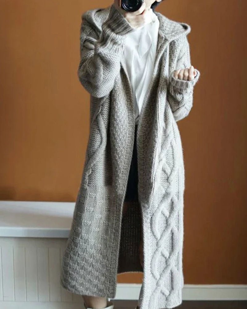 Blend Hooded Thick Long Cardigan