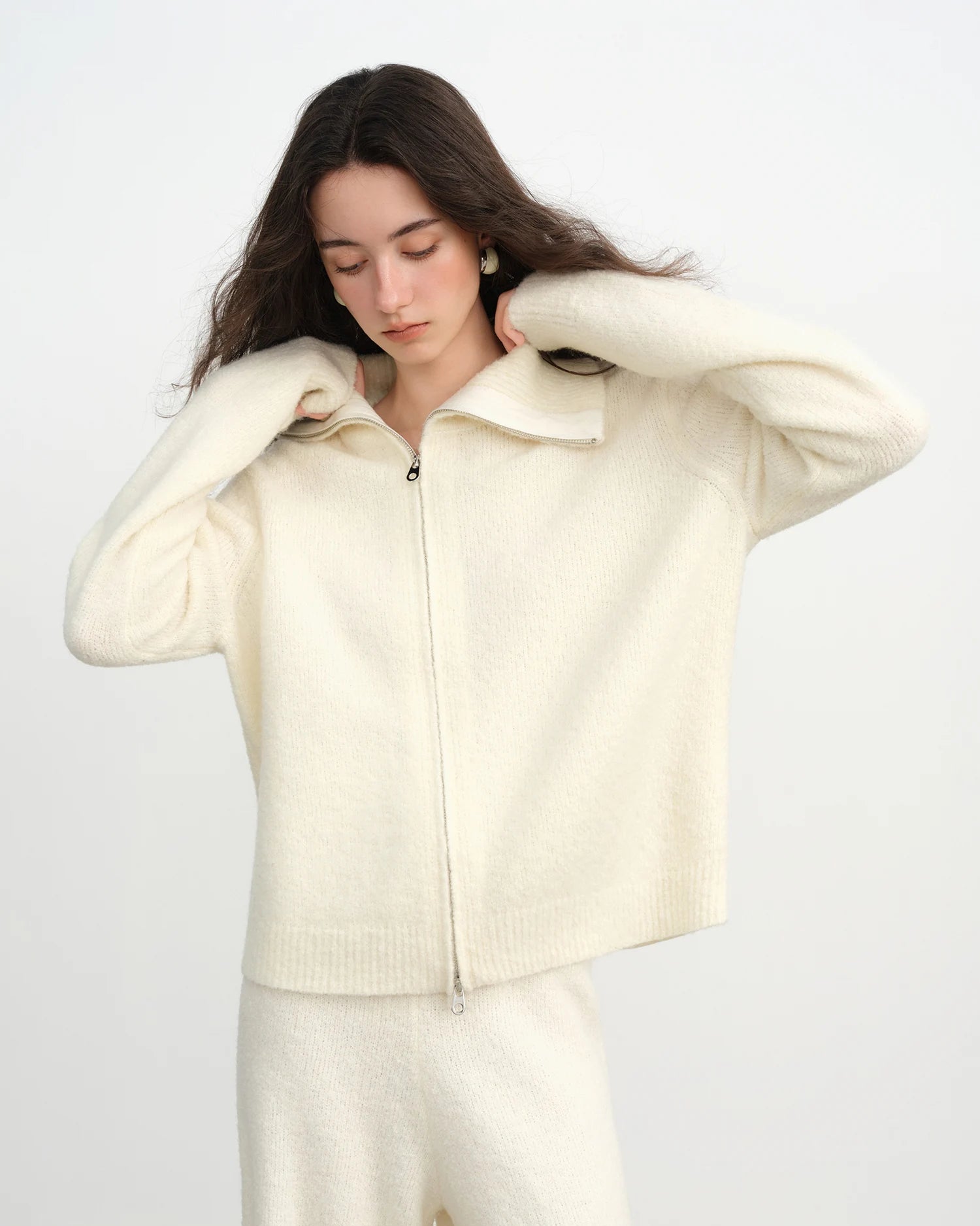 Wool Blend Knit Cardigan Sweater