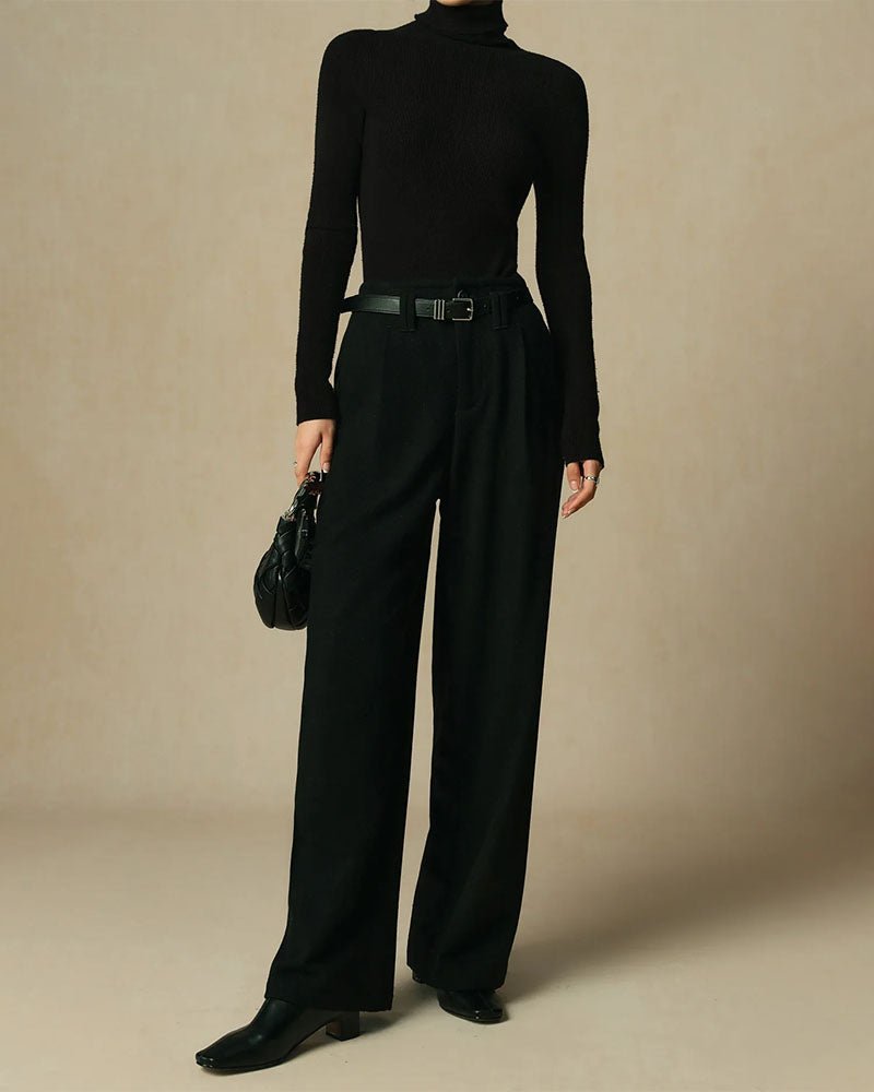 Wool Blended Straight Pants