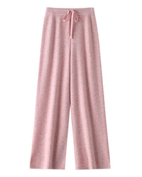 Women's merino-wool wide-leg trousers with tie-elastic waist—cozy autumn piece for office days, weekend cabin escapes or fireside lounging.