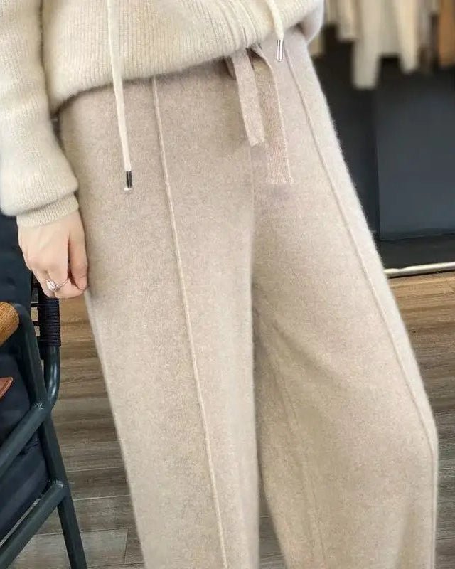 Wool Knit Wide-Leg Pants