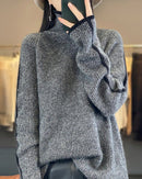 Women's  wool retro sweater - thickened turtleneck design, soft thermal knit, perfect for cozy autumn/winter casual or vintage-inspired looks