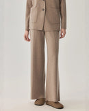 pure wool straight leg casual trousers - mid - rise waist, side seam flat pockets, suitable for autumn and spring wear
