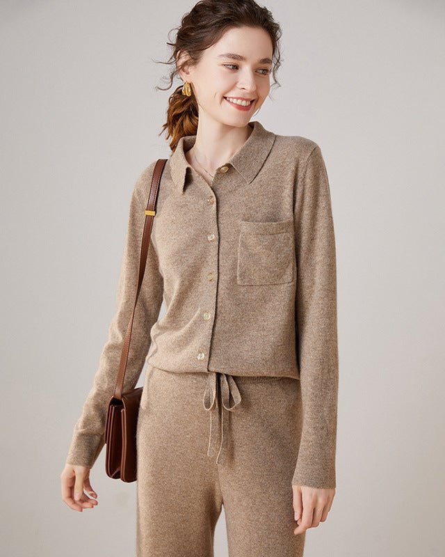 Wool & Cashmere Polo Collar Knit Sweater