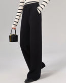 Wool High-Waisted Floor-Length Wide-Leg Pants