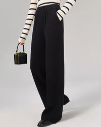 Wool High-Waisted Floor-Length Wide-Leg Pants