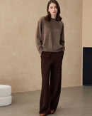 Soft, heavyweight cashmere jumper in earthy mocha—loose fit, brushed finish and hidden yak-velvet warmth make it a lazy-weekend essential.