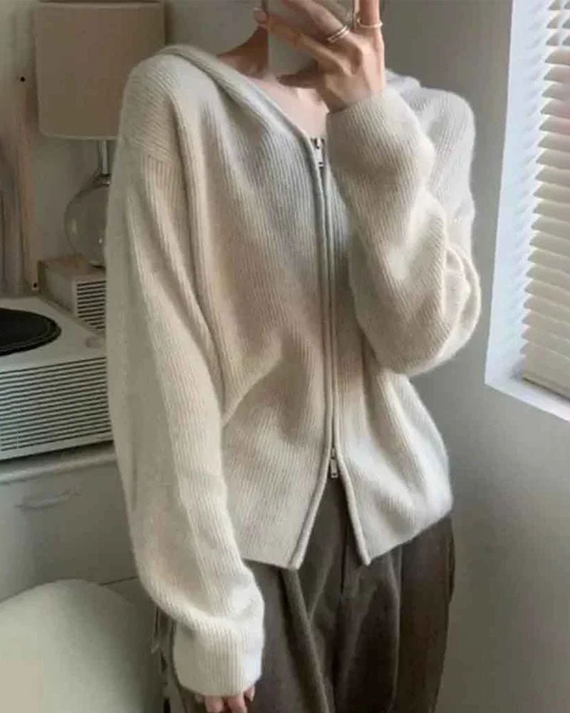 Zipped Wool Hoodie Short Coat