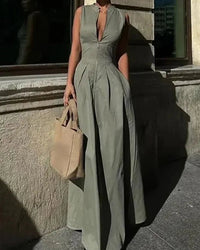 Women's fitted midi dress - sleeveless design, pleated detail and zipper closure, polyester tatted fabric for spring/summer casual outings or daytime events.