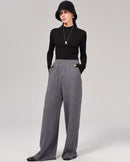 Wool High-Waisted Floor-Length Wide-Leg Pants