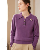 Cashmere Polo Collar Hedgehog Knit Sweater