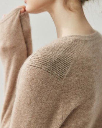 Cashmere V-Neck Saddle Shoulder Knit Sweater
