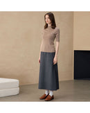 Cashmere Mid-Sleeve Turtleneck Sweater