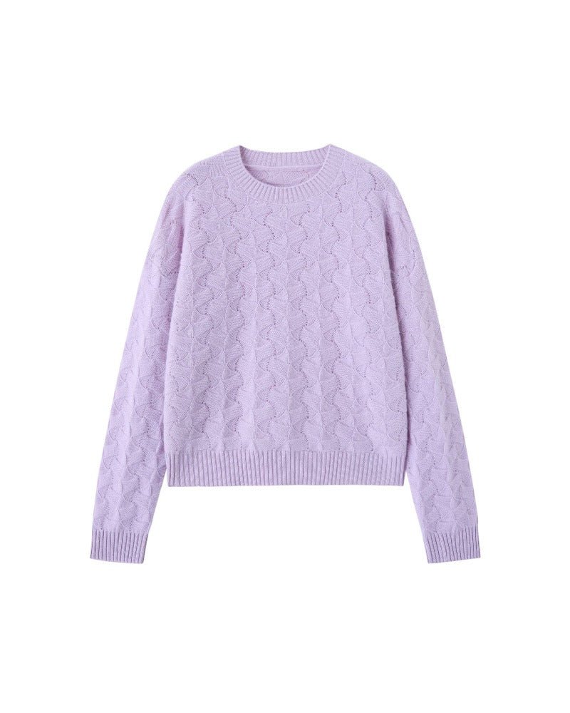 Cashmere Crew Neck Hollow Knitted Sweater
