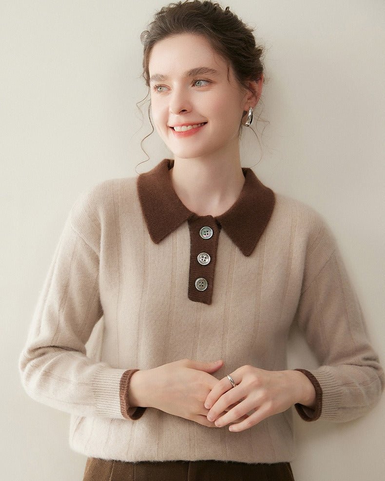 Soft And Skin-Friendly Cashmere Polo Collar Sweater