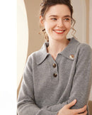 Cashmere Polo Collar Hedgehog Knit Sweater