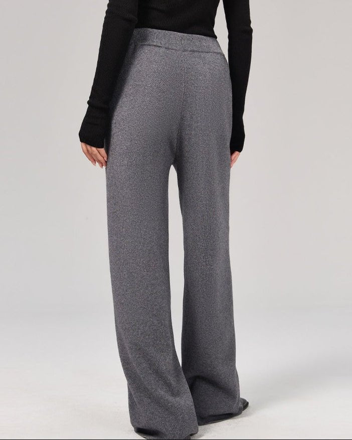 Wool High-Waisted Floor-Length Wide-Leg Pants