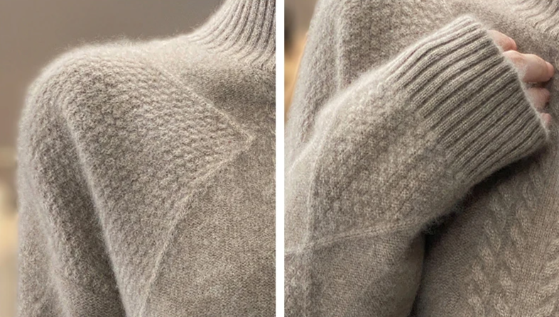 Half High Neck Cashmere Wool Knit Pullover