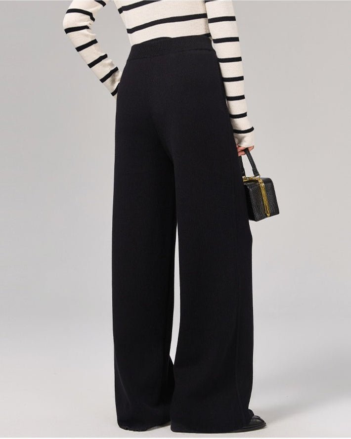 Wool High-Waisted Floor-Length Wide-Leg Pants