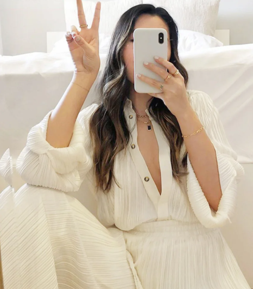 Pleated Blouse & Wide Leg Pants Set