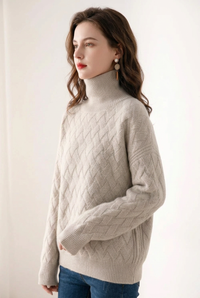 Slouchy Turtleneck Wool Sweater