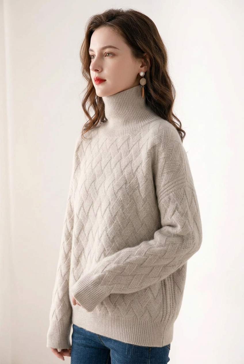 Slouchy Turtleneck Wool Sweater