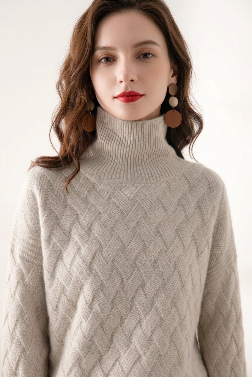 Slouchy Turtleneck Wool Sweater