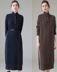Cashmere Turtleneck Loose-Fitting Casual Dress