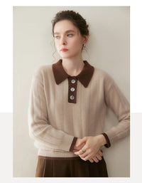 Soft And Skin-Friendly Cashmere Polo Collar Sweater